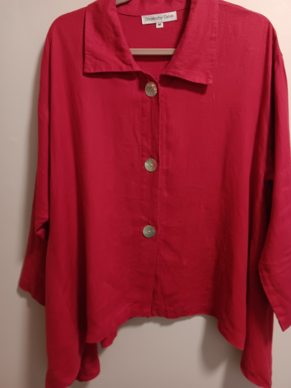 Christopher Calvin Red Linen Button-Down Women's Shirt